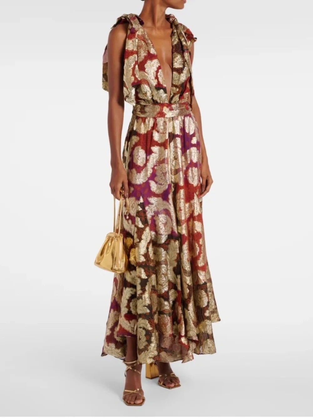 Farm Rio Lamé Jacquard Maxi Dress - Picture 10 of 11